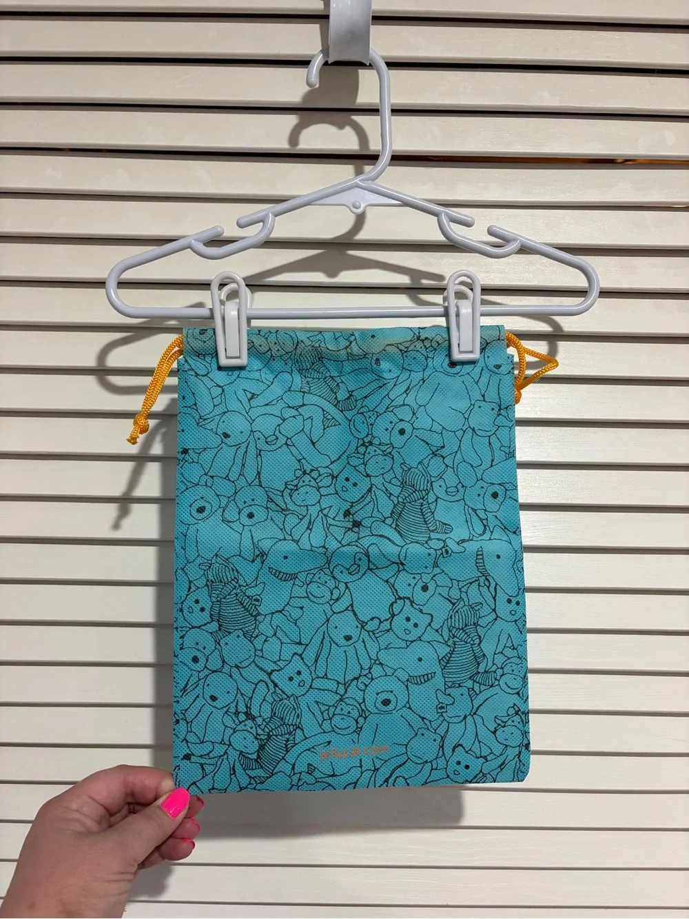 Jellycat Teal Drawstring Pouch with Yellow Cord - Picture 2 of 2